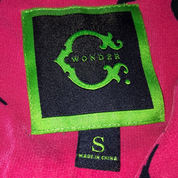 C. WONDER Pink & Black Bird Pattern Silk Blouse S - Picture 3 of 8